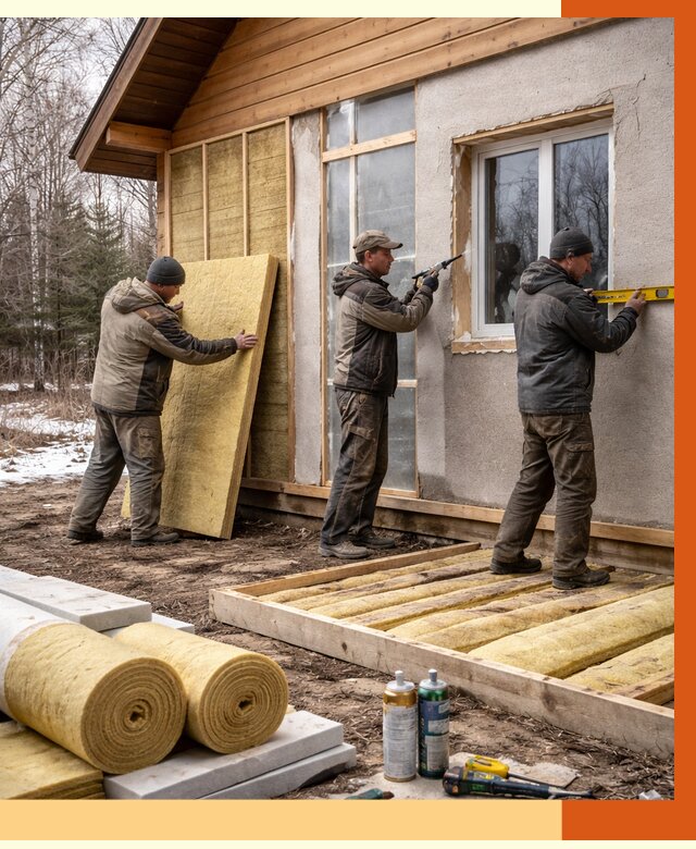 Утепление дачного дома в Великом Новгороде от 4859 руб/м2 — недорого | ТепломастерВлк