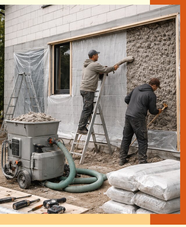 Утепление дома из газобетона эковатой в Великом Новгороде от 4604 руб./м2 | ТепломастерВлк