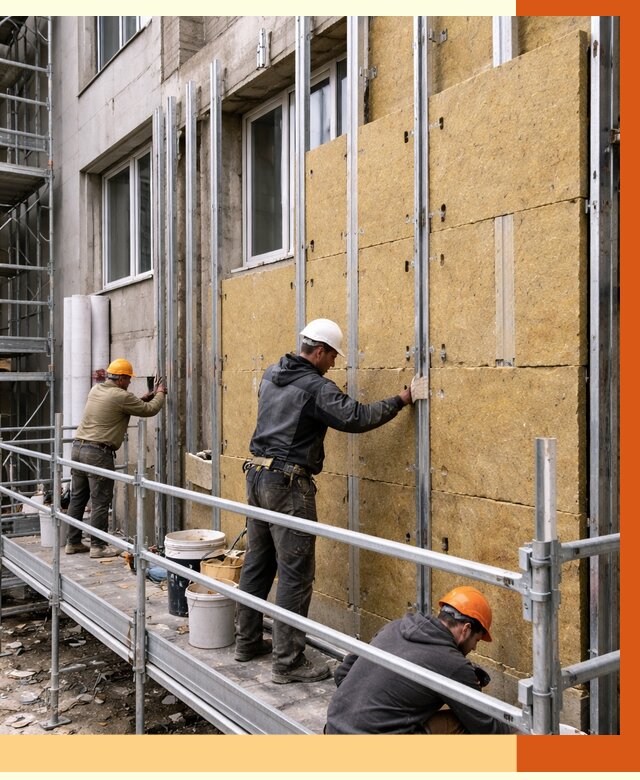 Утепление вентилируемого фасада в Великом Новгороде от 5729 руб/м2 — монтаж и утепление вентфасад | ТепломастерВлк